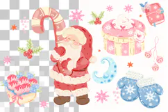 Cozy Christmas Clipart, Watercolor Pink Christmas Clipart Product Image 2