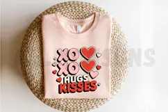 Valentines Day Hugs Kisses Xoxo Hearts Illustration Graphic Product Image 2