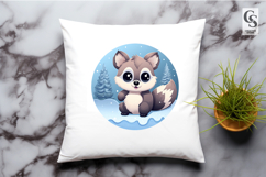 Cute Winter Raccoon Illustration Sublimation SVG PNG Product Image 3