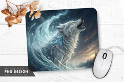 Icy Howl in a Snowstorm Mouse Pad PNG Design Product Image 1