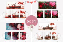 Red Love Hearts Mug Designs, Valentine Mug Wraps Product Image 2