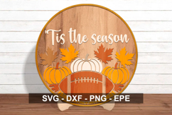Tis The Season Sign SVG Round | Pumpkin Leaf Autumn Door Product Image 2