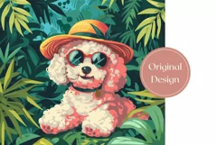 Tropical Tumbler Wrap Design, Cute Poodle Dog Tumbler Design Product Image 2
