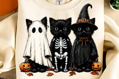 Retro Halloween Black Cat Pumpkin PNG, Black Cat PNG, Spooky Product Image 1