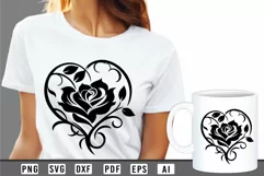 Rose Flower in Floral Heart SVG, Wedding SVG, Valentines Day Product Image 2