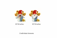 Watercolor Gnome Holding Sunflowers in Bucket Illustration Product Image 2