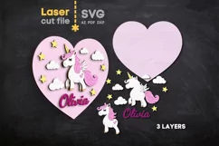 Unicorn Baby Name Sign SVG Laser cut file for Glowforge Product Image 2
