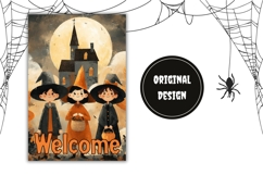 Kids Halloween Garden Flag, Welcome Garden Flag Template Product Image 2