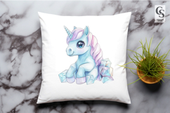 Cute Crystal Unicorn Watercolor Clipart Sublimation PNG Product Image 2