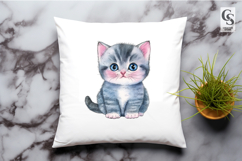 Cute Kitten Watercolor Clipart Sublimation PNG Product Image 2