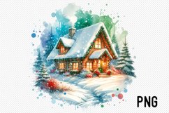 Cozy Cottage Sublimation - Cozy Cottage landscape Clipart Product Image 1