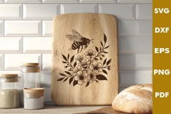 Bee and Flowers SVG PNG, Honey Bee clipart, Bumble laser cut Product Image 1
