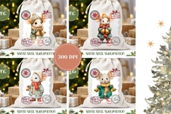 Watercolor Christmas Mouse Santa Sack, Christmas Santa Sack Product Image 2