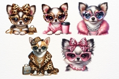 Glam Chihuahua Clipart 10 PNG Fashion Dog Illustrations Product Image 2