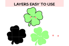 Cute Baby Clover SVG | Kawaii Four Leaf Clover Clipart Product Image 2