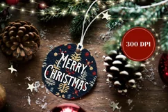 Merry Christmas Ornament Design, Winter Ornament Sublimation Product Image 2
