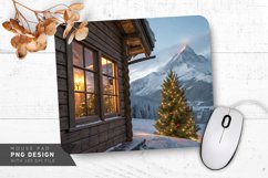 Rustic Christmas Cabin Snowy Mountain Mouse Pad PNG Design Product Image 1