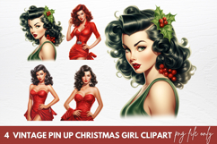 Vintage Pin Up Christmas Girl Clipart Product Image 1