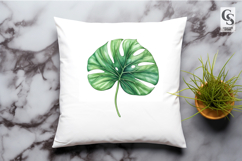 Green Monstera Leaf Watercolor Clipart Sublimation PNG Product Image 2