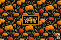 Autumn Marigold Blooms Digital Paper Product Image 2