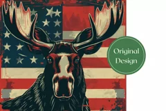 Moose Tumbler Design, USA Flag Tumbler Wrap Sublimation Product Image 2