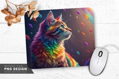 Vibrant Energy Rainbow Cat Mouse Pad PNG Design Product Image 1