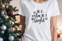 All Is Calm All Is Bright SVG Cut File, Winter Snowflake png Product Image 2