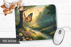 Enchanted Butterfly Over a Fairy Tale Forest Mouse Pad PNG Product Image 1