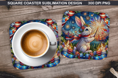 Bunny Coaster Sublimation, 4th Of July Coaster PNG Product Image 1