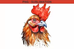 Watercolor Rooster PNG Digital Download Product Image 3