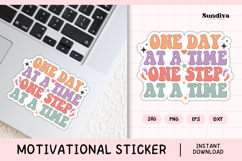 Motivational Quote Sticker SVG | One Step At A Time Product Image 1