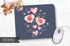 Pastel Floral Hearts Mouse Pad PNG Design Product Image 1