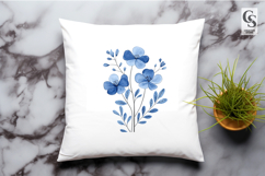 Blue Floral Bouquet Clipart Sublimation PNG Product Image 2