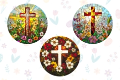 Stained Glass Cross Keychain Template, Easter Cross PNG Product Image 2