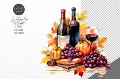 Thanksgiving clipart, Wine clipart, Autumn clipart, Product Image 1