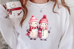 Pink Christmas Snowman Clipart, Christmas PNG Product Image 2