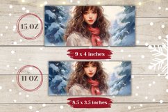 Winter Mug Wrap Design, Christmas Girl Coffee Cup Design Product Image 2