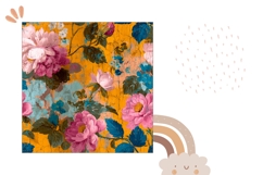 Vintage Yellow Pillow Design, Vintage Flowers Pillow Case Product Image 2