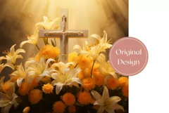 Floral Cross Tumbler Wrap, Easter Cross Tumbler Template Product Image 2