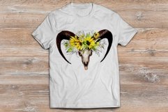 Longhorn Skull With Sunflowers Sublimation Png| Ram Skull Product Image 2