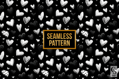 Black White Hearts Digital Paper Pattern Product Image 2