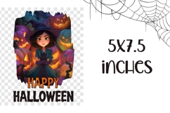 Cartoon Halloween Witch Towel, Halloween Pumpkins Towel PNG Product Image 2