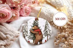 Cartoon Christmas Bear Ornament PNG, Winter Forest Ornament Product Image 2