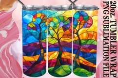 Colorful Stained Glass Tree Sublimation Design 20oz Product Image 1