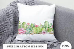 Watercolor Cactus and Succulents Seamless Border PNG Product Image 2