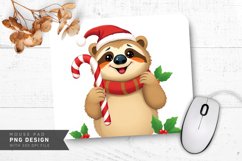 Holiday Sloth with Red Scarf Mouse Pad Sublimation Design Product Image 1