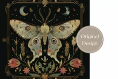 Vintage Moth Tumbler Wrap Design, Mystical Tumbler Design Product Image 2
