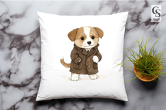 Cute Trench Coat Dog Clipart PNG Product Image 2