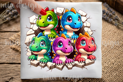 Baby Dinosaurs PNG, Clipart Wall Breakthrough Sublimation Product Image 1
