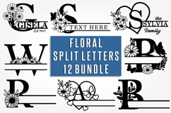 Floral Flower Monogram Split Letters SVG Cut Files Bundle Product Image 1